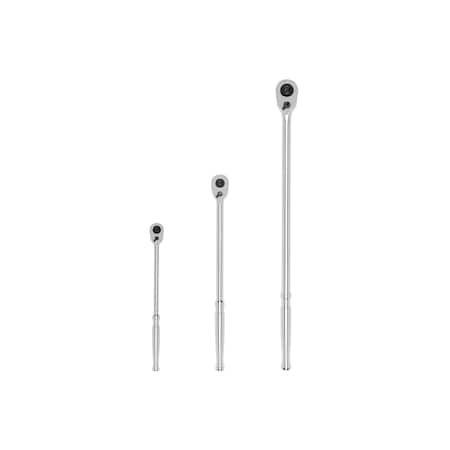 Tekton 1/4, 3/8, 1/2 Inch Drive Quick-Release Long Ratchet Set, 3-Piece (9, 12, 18 in.) SRH99123